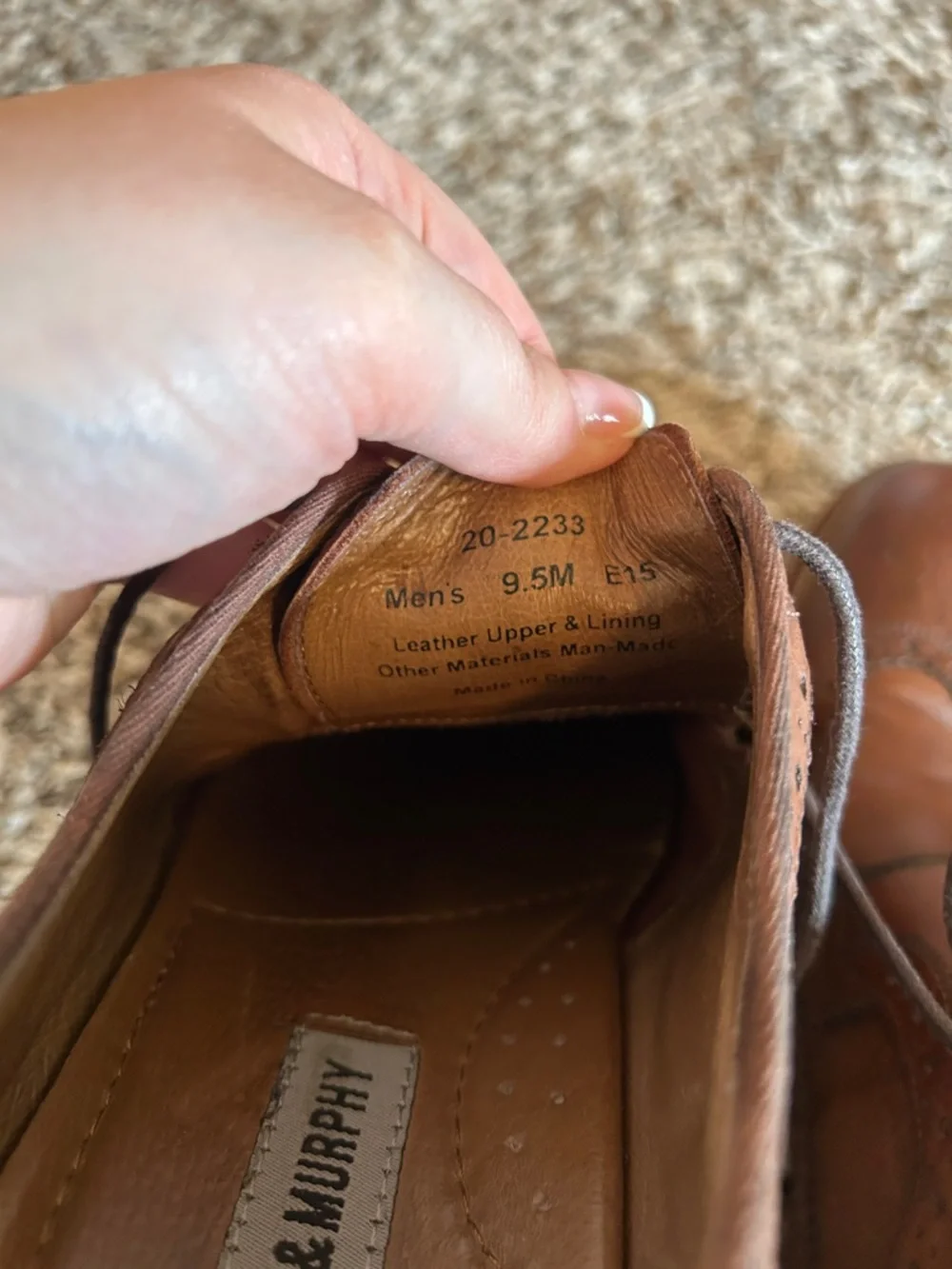 Johnston & Murphy Men’s Conard Wingtip Mahogany Italian Calfskin Oxford Brogue
